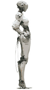 Silver Robot Woman Vinyl Car Decal Sticker – Waterproof & UV-Resistant 8"