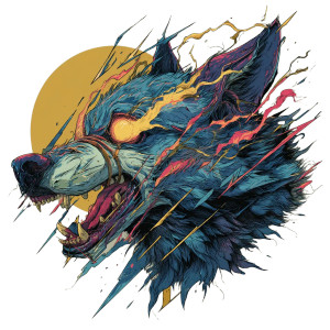 Glitching Wolf Head Vinyl Car Decal Sticker – Waterproof & UV-Resistant 8"