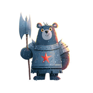 Armored Cartoon Bear Vinyl Car Decal Sticker – Waterproof & UV-Resistant 8"