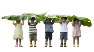 Kids In Rain Vinyl Car Decal Sticker – Waterproof & UV-Resistant 8"