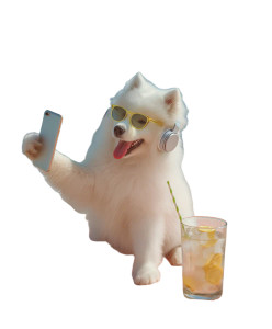 Samoyed Puppy Selfie Vinyl Car Decal Sticker – Waterproof & UV-Resistant 8"