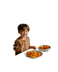 Happy Child Eating Tteokbokki Vinyl Car Decal Sticker – Waterproof & UV-Resistant 8"