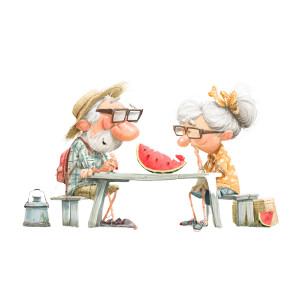 Elderly Couple Picnic Vinyl Car Decal Sticker – Waterproof & UV-Resistant 8" Elderly Couple Picnic Vinyl Car Decal Sticker – Waterproof & UV-Resistant 8"