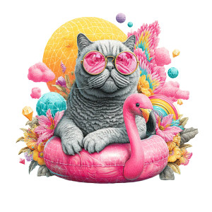 Sunglass Cat Float Vinyl Car Decal Sticker – Waterproof & UV-Resistant 8"