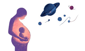 Space-Bound Fetus Vinyl Car Decal Sticker – Waterproof & UV-Resistant 8"