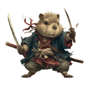 Chibi Capybara Warrior Vinyl Car Decal Sticker – Waterproof & UV-Resistant 8"