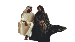 Emirati Couple Relaxing Vinyl Car Decal Sticker – Waterproof & UV-Resistant 8"