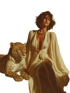 Elegant Woman With Leopard V2 Vinyl Car Decal Sticker – Waterproof & UV-Resistant 8"