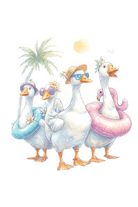 Cartoon Beach Geese V2 Vinyl Car Decal Sticker – Waterproof & UV-Resistant 8"