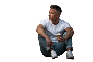 Thoughtful Coffee Drinker Vinyl Car Decal Sticker – Waterproof & UV-Resistant 8"