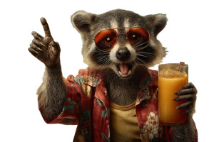 Raccoon Beach Selfie Vinyl Car Decal Sticker – Waterproof & UV-Resistant 8"