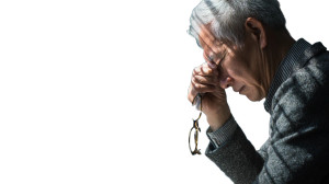 Crying Elderly Man Vinyl Car Decal Sticker – Waterproof & UV-Resistant 8"