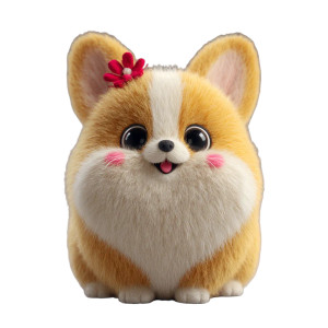 Fluffy Corgi Flower Vinyl Car Decal Sticker – Waterproof & UV-Resistant 8"