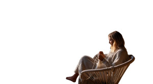 Knitting Woman Balcony Vinyl Car Decal Sticker – Waterproof & UV-Resistant 8"