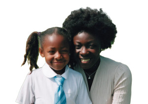 Smiling Mother And Daughter Vinyl Car Decal Sticker – Waterproof & UV-Resistant 8"