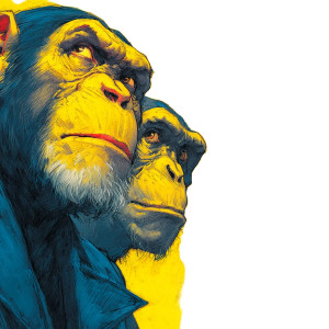 Chimpanzees Art Vinyl Car Decal Sticker – Waterproof & UV-Resistant 8"