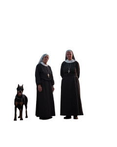 Nuns And Doberman Vinyl Car Decal Sticker – Waterproof & UV-Resistant 8"