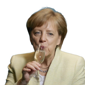 Angela Merkel Champain Vinyl Car Decal Sticker – Waterproof & UV-Resistant 8"