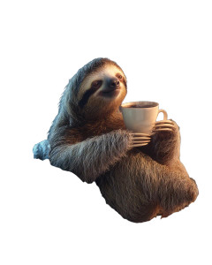 Sloth Drinking Coffee Vinyl Car Decal Sticker – Waterproof & UV-Resistant 8"