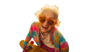 Joyful Skateboard Granny Vinyl Car Decal Sticker – Waterproof & UV-Resistant 8"