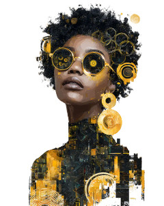 Futuristic African Woman V2 Vinyl Car Decal Sticker – Waterproof & UV-Resistant 8"