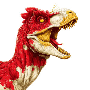 Angry Dinosaur Chicken Vinyl Car Decal Sticker – Waterproof & UV-Resistant 8"