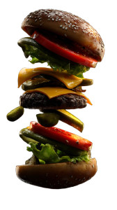 Juicy Floating Burger V5 Vinyl Car Decal Sticker – Waterproof & UV-Resistant 8"