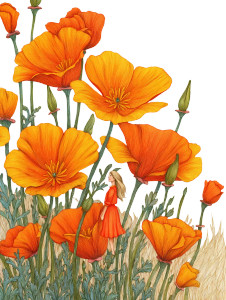 Girl In Poppies Vinyl Car Decal Sticker – Waterproof & UV-Resistant 8"