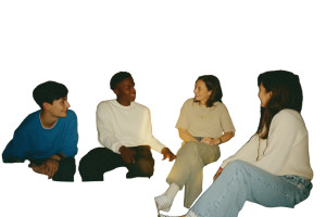 Teenagers Chatting Vinyl Car Decal Sticker – Waterproof & UV-Resistant 8"