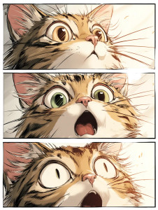 Chibi Cat Surprise Vinyl Car Decal Sticker – Waterproof & UV-Resistant 8"