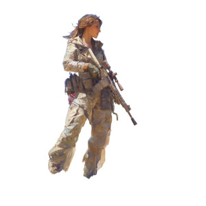 Desert Sniper Woman Vinyl Car Decal Sticker – Waterproof & UV-Resistant 8"