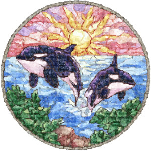 Colorful Orca Stained Vinyl Car Decal Sticker – Waterproof & UV-Resistant 8"