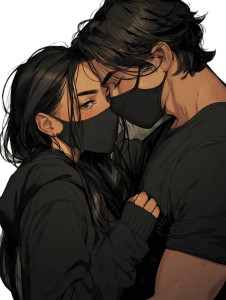 Masked Couple Kissing Vinyl Car Decal Sticker – Waterproof & UV-Resistant 8"