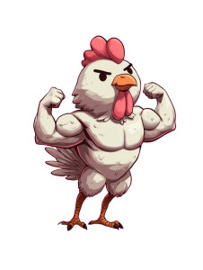 Chibi Muscle Chicken Vinyl Car Decal Sticker – Waterproof & UV-Resistant 8"