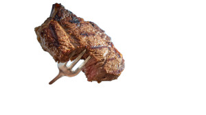 Man With Steak Vinyl Car Decal Sticker – Waterproof & UV-Resistant 8"