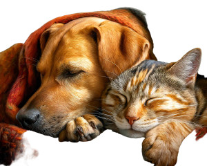 Dog And Cat Cuddling Vinyl Car Decal Sticker – Waterproof & UV-Resistant 8"