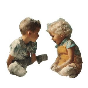 Children Playing Joyfully V2 Vinyl Car Decal Sticker – Waterproof & UV-Resistant 8"