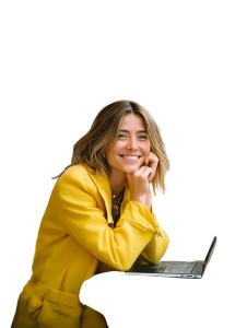 Smiling Woman Cafe Vinyl Car Decal Sticker – Waterproof & UV-Resistant 8"