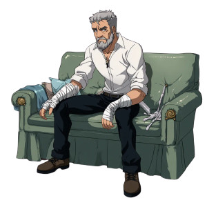 Injured Manga Man Vinyl Car Decal Sticker – Waterproof & UV-Resistant 8"