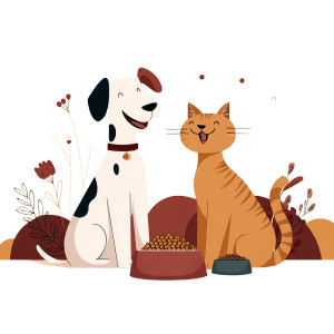 Pets Eating Kibble Vinyl Car Decal Sticker – Waterproof & UV-Resistant 8"