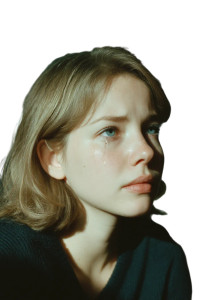 Melancholic Blonde Portrait V2 Vinyl Car Decal Sticker – Waterproof & UV-Resistant 8"