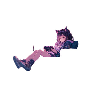 Cat-Eared Arcade Girl Vinyl Car Decal Sticker – Waterproof & UV-Resistant 8"