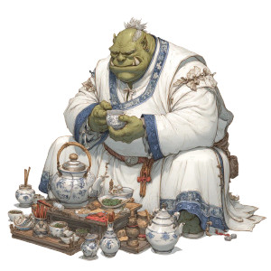 Orc Tea Ceremony Vinyl Car Decal Sticker – Waterproof & UV-Resistant 8" Orc Tea Ceremony Vinyl Car Decal Sticker – Waterproof & UV-Resistant 8"