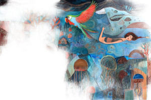 Surreal Aquatic Dream Vinyl Car Decal Sticker – Waterproof & UV-Resistant 8"