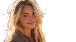 Smiling Blonde Cowgirl Vinyl Car Decal Sticker – Waterproof & UV-Resistant 8"