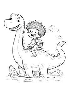 Boy Riding Dinosaur Vinyl Car Decal Sticker – Waterproof & UV-Resistant 8"