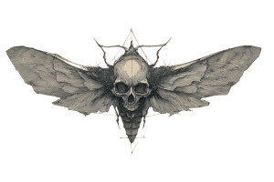 Skull-Faced Moth Vinyl Car Decal Sticker – Waterproof & UV-Resistant 8"