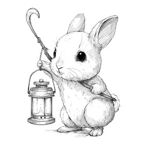 Rabbit With Lantern Vinyl Car Decal Sticker – Waterproof & UV-Resistant 8"
