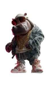 Hip-Hop Hippo Vinyl Car Decal Sticker – Waterproof & UV-Resistant 8"