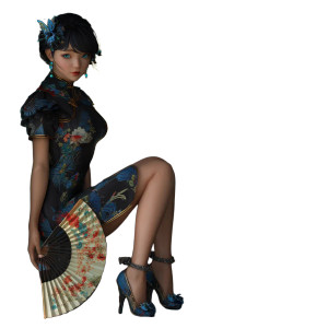 Elegant Cheongsam Lady Vinyl Car Decal Sticker – Waterproof & UV-Resistant 8"